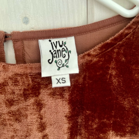 Ivy Jane - Velvet Blouse Peasant Top with Green Lace Accents. XS - Picture 3 of 6